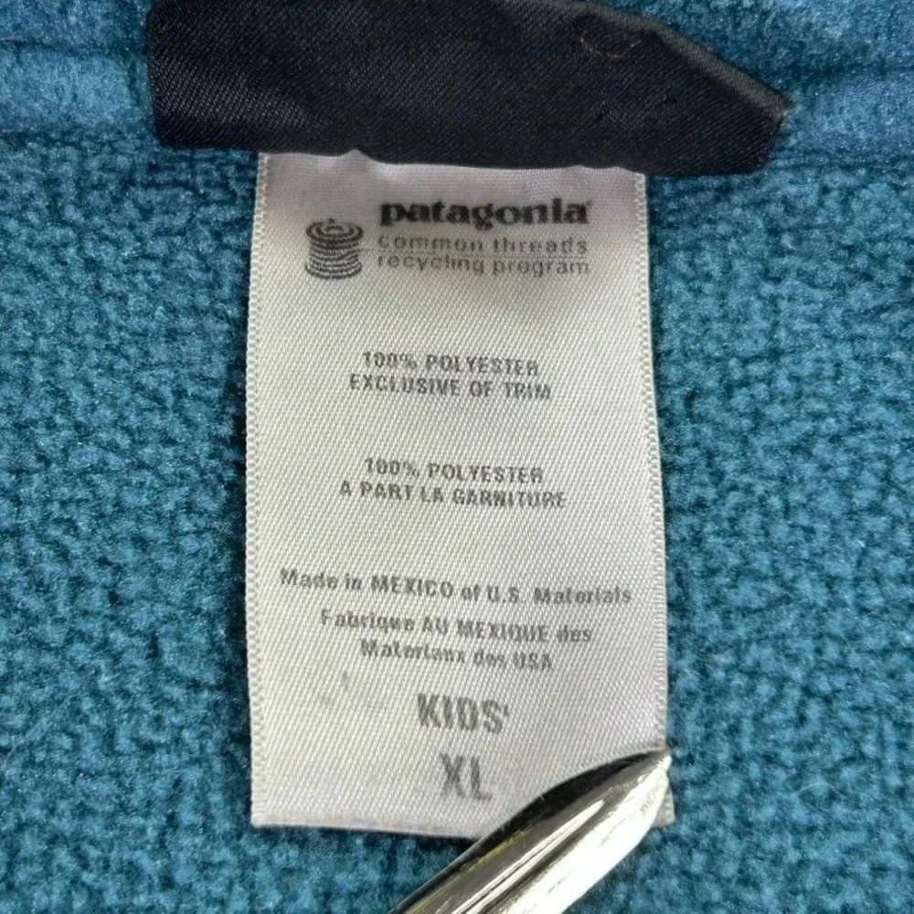 Patagonia Kids Synchilla Marsupial Boys XL 1/4 Zip Fleece‎ Pullover Green Yellow